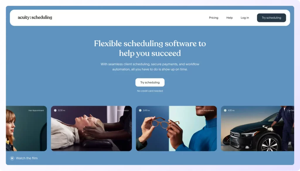 meeting scheduling software Acuity home page