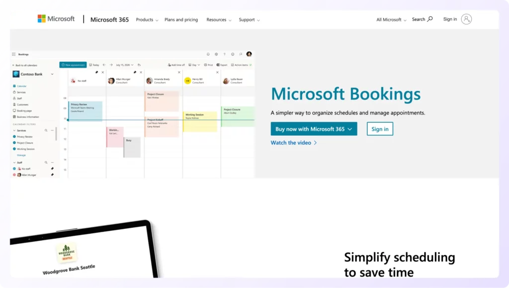 microsoft booking calendly alternative - landing page