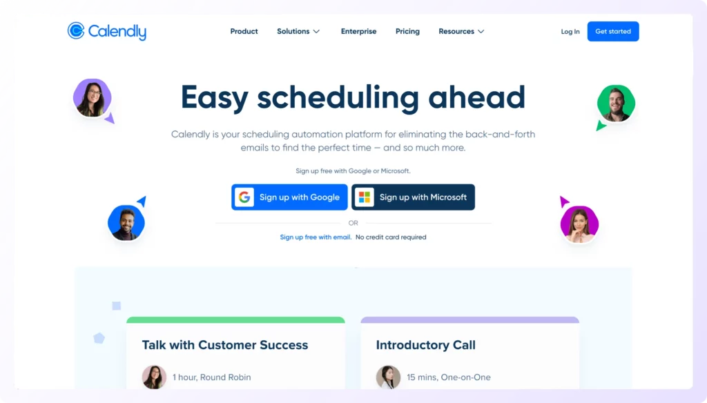 Calendly appointment scheduling software landing page