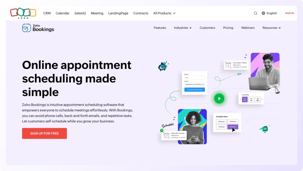 meeting scheduling software Zoho landing page