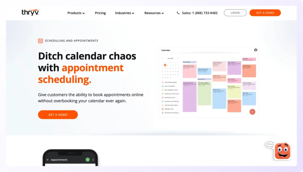 Home page Thryv tool for scheduling meetings