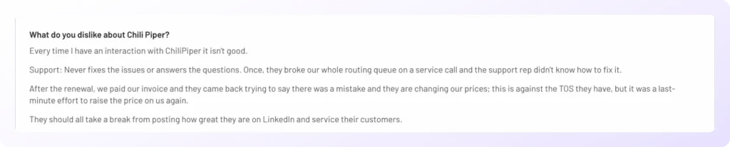 customer reviews about chili piper customer support