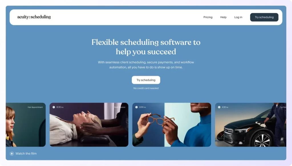 Acuity Scheduling chillipiper alternative landing page 