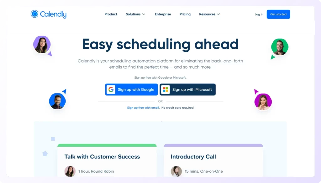 calendly  landing page 