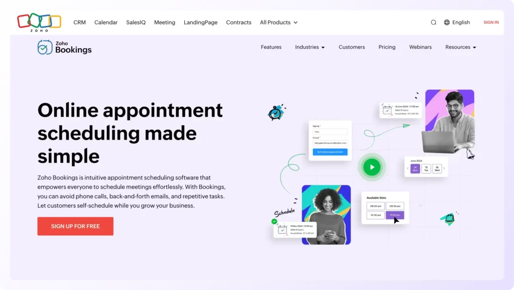 Chilli piper alternatives zoho bookings landing page